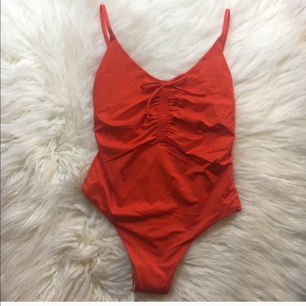 J Crew Playa Red Orange One Piece Swimsuit Sz M